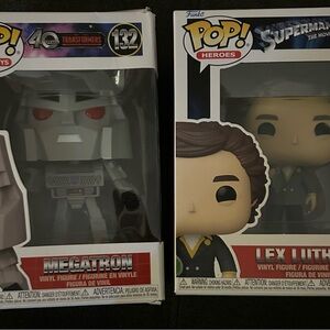 Funko Pop Megatron and Lex Luthor Vinyl Figures. Bundle NEW
